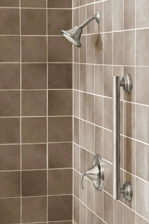 24 Inch Stainless Steel Bathroom Grab Bar In Brushed Nickel, Heavy Duty Safety Bar With Comfort Grip Pad, Supports Up To 500 Lbs