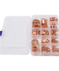 Real Thick Purple Copper Flat Washer Gasket Assortment Kit With Carry Box High Heat Resistant Sealing Rings For Sump Automotive Marine Fixups