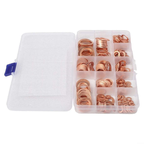 Real Thick Purple Copper Flat Washer Gasket Assortment Kit With Carry Box High Heat Resistant Sealing Rings For Sump Automotive Marine Fixups