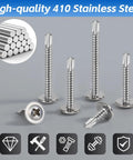 Stainless Steel Workhorse Self Drilling Screws Kit With Number 8 Truss Head Self Tapping Screws For Sheet Metal Auto And Roofing