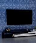 Navy Blue 3D PVC Wall Panel With Large Flower Petal Design Waterproof Fire Resistant Lightweight DIY Friendly Covers Up To 3 Sq M 19.7x19.7 Inch Panels Ideal For Living Room Bedroom Office Lobby