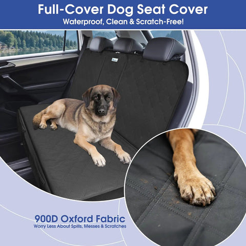 Upgraded 900D Heavy Duty Dog Back Bench Seat Cover for Cars, SUVs and Trucks, waterproof nonslip seat protector with dog