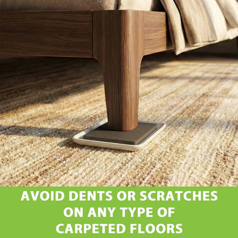 Bed leg on 12 Pack Heavy Duty Furniture Sliders for Carpet Hardwood Tile Large 4.7 Inch Movers Pads Protectors, easy glide on carpet.
