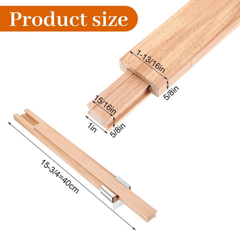 Heavy Lifter Solid Wood Drawer Slides 16 Inch Bottom Center Mount Replacement Kit reinforced with iron sleeves shown with size details.