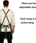 Back view of Cross Back Heavy Duty Work Apron With Oversized Pockets For Men And Women, 16 Ounce Cotton Canvas, 31.5 By 27 Inches, Grey