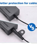 Comparison of power cord without and with Power Cord Protector Boot for Cutting Machines and Drills, Rubber Strain Relief Sleeve, 5.3 Inch Length, 1 Pack, Black, Pro Grade Cable Protection for Power Cords and Heavy Equipment, Prevents Wear and Fray.