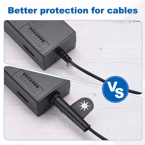 Comparison of power cord without and with Power Cord Protector Boot for Cutting Machines and Drills, Rubber Strain Relief Sleeve, 5.3 Inch Length, 1 Pack, Black, Pro Grade Cable Protection for Power Cords and Heavy Equipment, Prevents Wear and Fray.