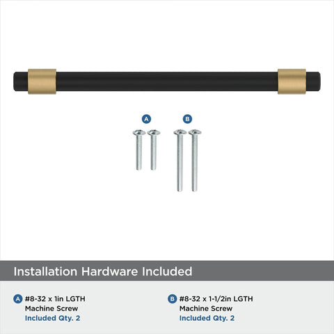 Mergence Cabinet Pull in Matte Black Champagne Bronze, Five And One Sixteenth Inch Center To Center, with screws included