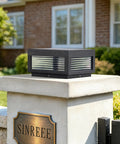Outdoor LED Post Light With Square Lantern Style, 9.84 Inch Hardwired Aluminum Glass Post Lamp for Garden on stone column