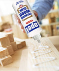 Go-To Water Resistant Wood Glue 16 Oz Two Pack Clear PVA Adhesive being applied to wood for woodworking projects.