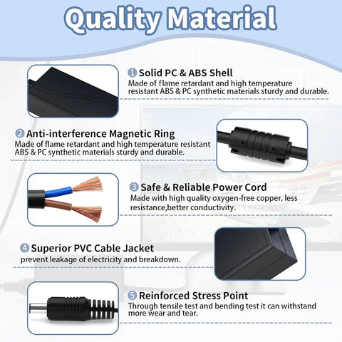 Image showing 12V 5A Power Supply AC DC Adapter 100-240V To 12V 5A Transformer With 5.5 By 2.1mm Plug features like quality materials.