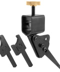 Pro Grind Multi-Grind lathe tool sharpening jig with setup blocks; black metal clamp and two numbered blocks.