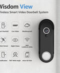 Wireless Smart Video Doorbell System shown with icons, featuring a 7 Inch Touchscreen Display 1080P HD Doorbell Camera With Motion Detection