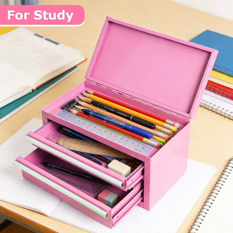 Compact Pink Steel Toolbox With Lickety Smooth Drawers For Hella Quick Hardware Sorting This Durable Portable Metal Chest Keeps All Your Nuts Bolts And Wrenches Totally Organized No Sweat Ever