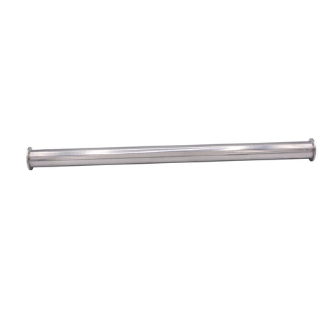 Sanitary spool tube with clamp ends, side view, stainless steel 304 seamless tubing, 24in length, 1.5in Tri-Clamp
