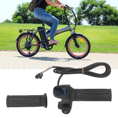 Pair Of Twist Throttle Grips With LED Battery Display For Electric Bikes And Scooters, Ergonomic Anti Slip Rubber Grips With Clear Readout Power Level, Durable Comfort For Daily Rides