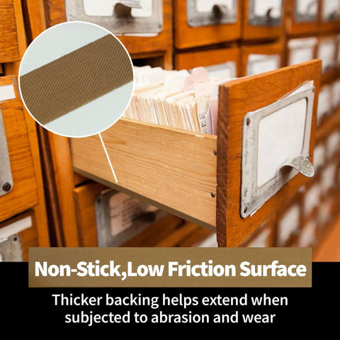 Heat Resistant PTFE Glass Cloth Tape for Vacuum Sealer Machines shown with non-stick surface in card catalog drawer