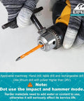 EXFEIN carbide drill bits set, 6mm, 10pcs; orange bits for ceramic tile and masonry, shown in a drill chuck.