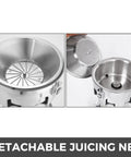 Detachable juicing net inside USZWBY Heavy Duty Commercial Juice Extractor 370W Electric Centrifugal Juicer Press, stainless steel design.