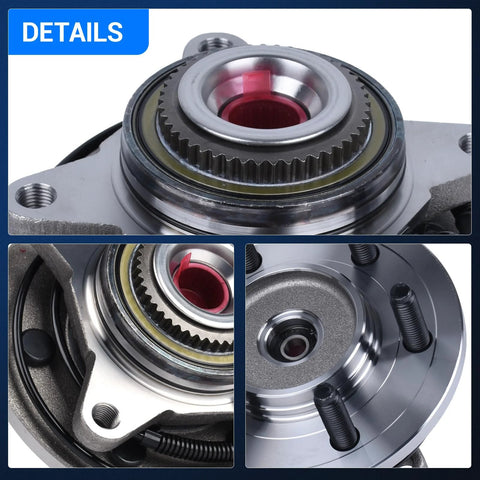 Close-up of Two Pack Front Wheel Hub And Bearing Assembly For Ford F 150 2004 2005 4WD 6 Lug With ABS, showing gears and bearings.