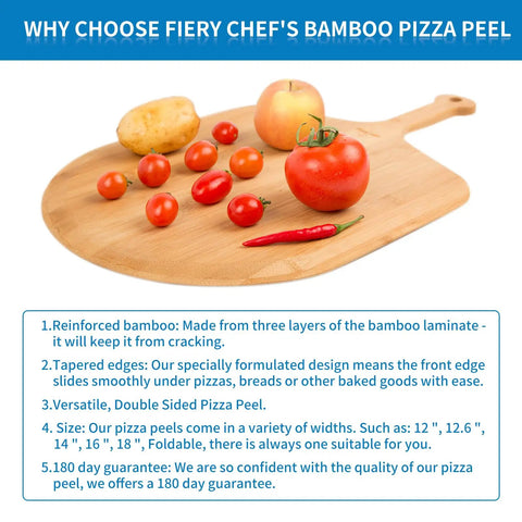 Bamboo Pizza Peel With Double Sided Design For Even Pizza Prep, 18 Inch Lightweight Wooden Pizza Paddle With 8 Slice Grooves