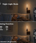 Kwinmyso Wireless 3CCT Wall Sconce Battery Operated Dimmable Wall Light in night mode with a child sleeping nearby.