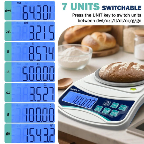 High Precision Digital Lab Scale 1000G Capacity At 0.01G Increments For Lab Jewelry And Kitchen Use with bread on scale