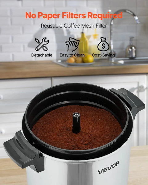 Big Batch Commercial Coffee Urn With Dripless Faucet 40 Cup 203 Oz Hot Beverage Dispenser 1090W Quick Brew Coffee Maker