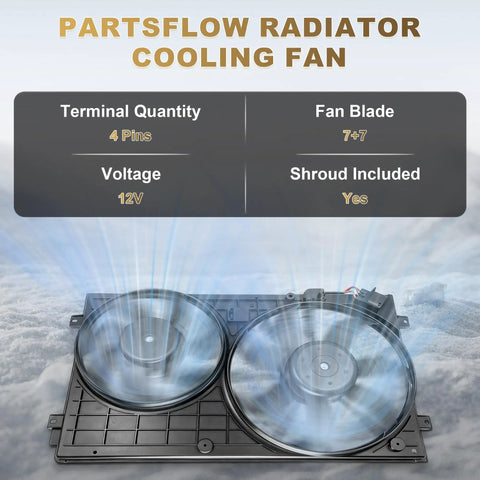Premium Radiator Cooling Fan Assembly Oem Replacement Fits 2005 2013 Volkswagen Jetta Golf with dual fan design and shroud included.