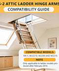 Open attic with 55-2 Attic Ladder Hinge Arms With Springs For Ladders Made After 2010 Fits Mk5 WU2210 W2208 W2210 Heavy Duty.