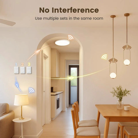 Wireless Light Switch And Receiver Kit No In Wall Wiring Needed RF Remote For Ceiling Lights Lamps And Fans 100 Feet Range