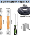 6 In 1 Window Screen Repair Kit With Black Mesh 48x118 Two Bearing Rollers 50 Ft Spline 8 Clips Hook No Sweat DIY