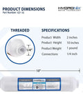 Snap On Your Fridge Or Ice Maker With This Inline Post Activated Carbon Water Filter Cartridge That Brews Crisp Clear Drinking Water For RV Campers And Sink Faucets Via One Quarter Inch NPT Hookup In A Rock Solid Three Pack Bundle dimensions and specifications details.