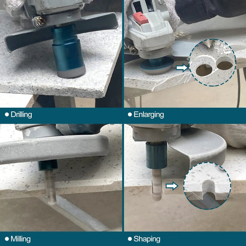 Pro Grade Diamond Core Drill Bits Kit For Tile And Stone, Ten Piece Set, used for drilling, enlarging, milling, and shaping.