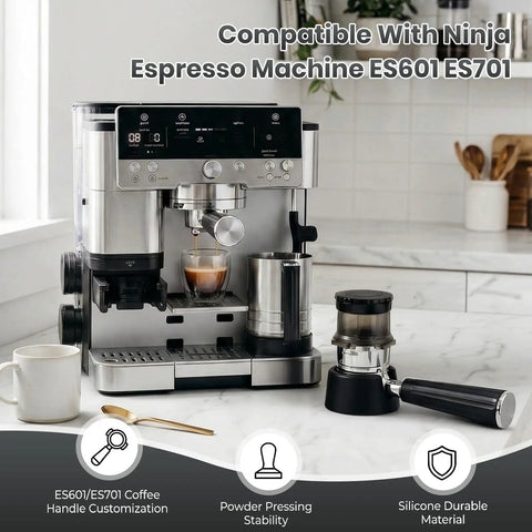 Non Slip Silicone Coffee Tamper Base With Portafilter Holder For Luxe Cafe ES601 ES701 shown with Ninja Espresso Machine