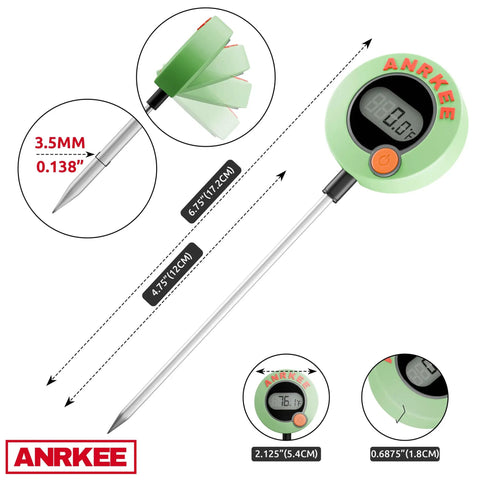 Glow In The Dark HVAC Digital Thermometer With Magnetic Mount And Foldable LCD Display Fahrenheit And Celsius UV Activated Cover Probe Tip Protector Hanging Mount Auto Power Off