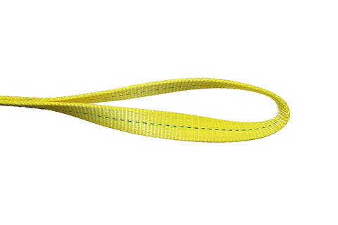 Twist-eye detail of 1 Inch By 2 Foot 2 Ply Twist Eye Polyester Lifting Sling For Heavy Duty Rigging Lightweight Yet Built Tough Webbing