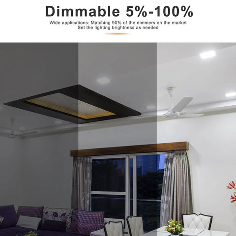 6 Inch Square Led Recessed Ceiling Light Dimmable Canless Wafer Downlight Damp Rated For Bathroom Kitchen Basement Ultra Thin With Junction Box 5 Cct 2700K 3000K 3500K 4000K 5000K 6 Pack