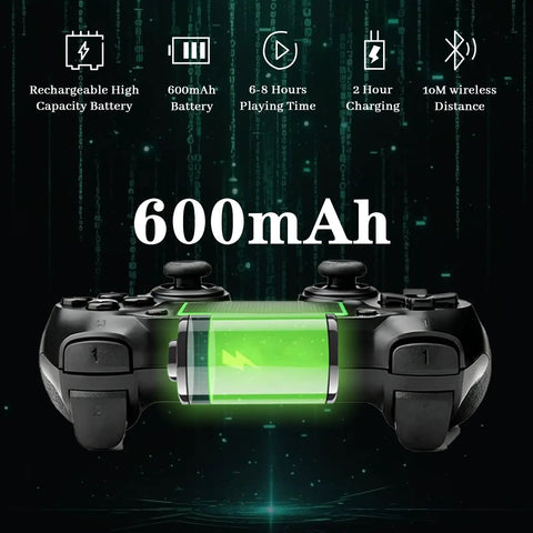 Image of Wireless PS4 Controller For PS4 Slim Pro And Windows PC With Touchpad Vibration Built In Speaker and battery icons