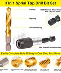 3-In-1 Drill And Tap Set With HSS Titanium Coated Bits, Quick-Change Adapter, 13-Piece Kit