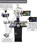 Badass Little R8 Mini Milling Machine With Brushless Motor Sleek Digital Readout, three-axis grating ruler and power feed.