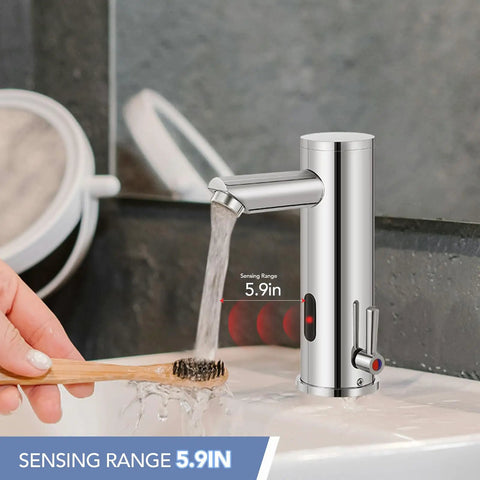 Touchless Bathroom Sink Faucet With Motion Sensor Hands Free Single Tap Easy Temperature Control Brass Body With Chrome Finish Ideal For Home Vanity Or Commercial Use