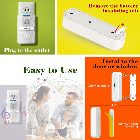 Wireless Doorbell With 600 Ft Range And 5 Adjustable Volume Levels Magnetic Door Sensor 62 Dope Chimes installation guide image