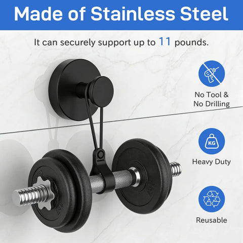 Stainless Steel Matte Black Suction Cup Shower Hooks 4 Pack Hella Strong Wall Mounted Bathroom Towel Holders With Non Marking Silicone Base And Zero Drill Mess On Glass Or Tile Walls