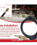 Engine Air Valve Holder Pressure Pipe With Ball Valve M12 M14 To Quarter Inch NPT shown with easy installation instructions.