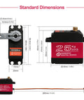 Beefy Pair Of 25Kg Digital Servo Motors With Full Metal Gear Waterproof High Torque dimensions and design overview