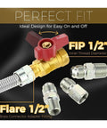 Heavy Duty Stainless Steel Braided Gas Line Connector Hose For Natural Propane Appliance Hookup With Shut-Off Valve And Multiple Couplings To Get Your Kitchen Setup Rolling Smooth As Pie, 1/2 inch