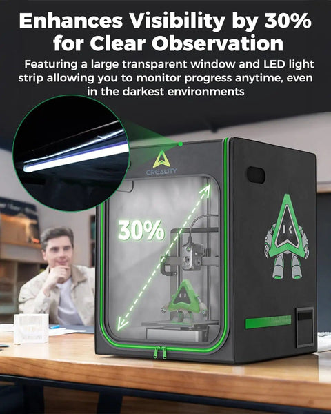 Pro Grade 2026 3D Printer Enclosure With Constant Temperature, LED Lighting, Dustproof And Noise Reduction, clear window on desk