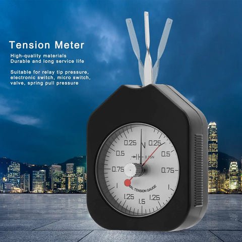 Dial Tension Tester Workhorse Pull Scale Meter For Micro Switches And Electronic Relays With Clear Viewing Cover ABS And Alloy Body Pro Grade Precision Readout For Relay Tip Pressure And Accurate Tension Checks.