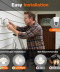 Motion Sensor A19 LED Bulb For Dusk To Dawn Security Lighting, 8.5W No Fuss 60W Equivalent, Frosted Finish, 90 CRI, Damp Rated, 5000K Daylight, Porch And Garage Safety Light, Easy Install, 2 Pack, E26 base